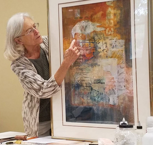 Sharon Stolzenberger doing art demonstration